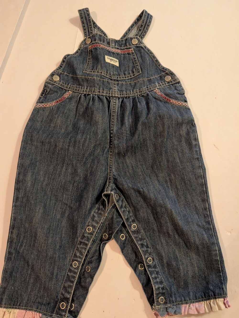OshKosh B'gosh Girls Light Blue Denim Baby Overalls 18M